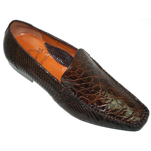 Romano "Gucci F" Brown Genuine Crocodile Flanks/Lizard Shoes